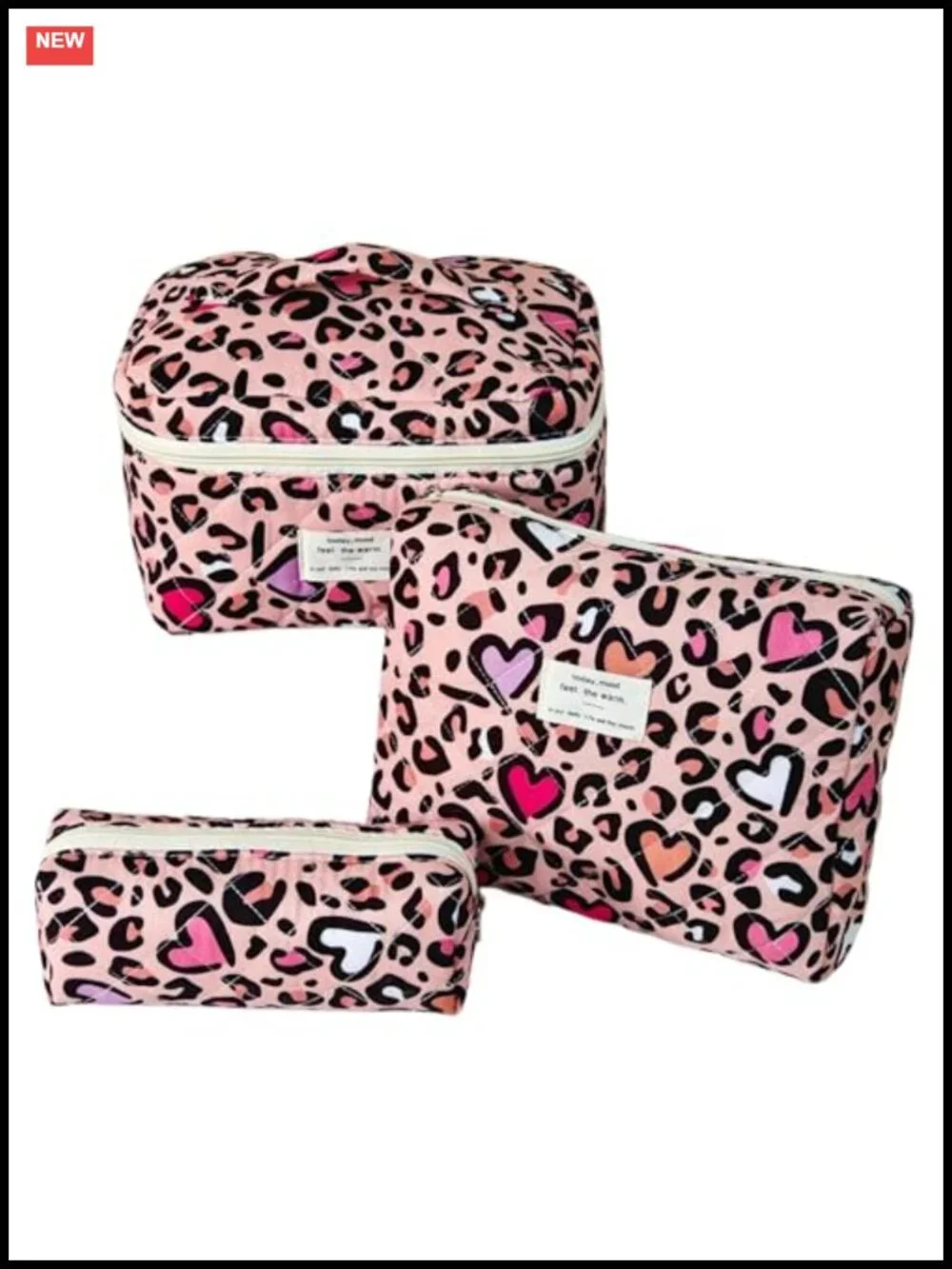 3-Piece Quilted Cotton Makeup Bag Set, Travel Toiletry Organizer for Women